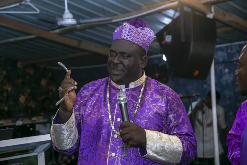 Bishop ministering during a council service